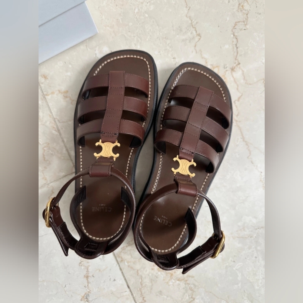 Celine Triomphe leather sandal